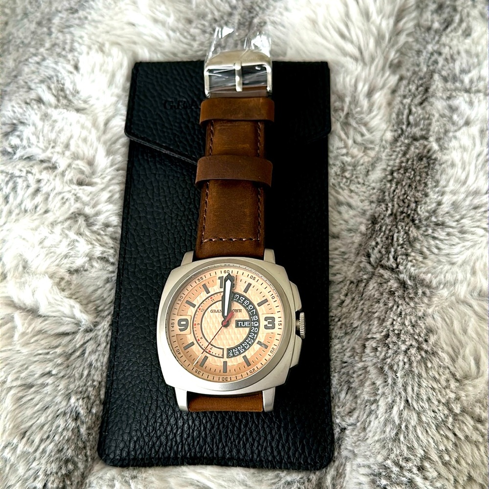 Grant Brown men’s leather watch